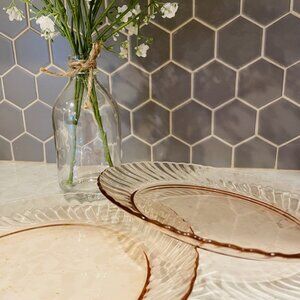 Vintage Arcoroc "Rosaline" French Pink Swirl Glass